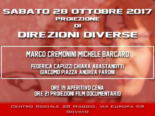 apericena e proiezione del film documentario "DIREZIONI DIVERSE"